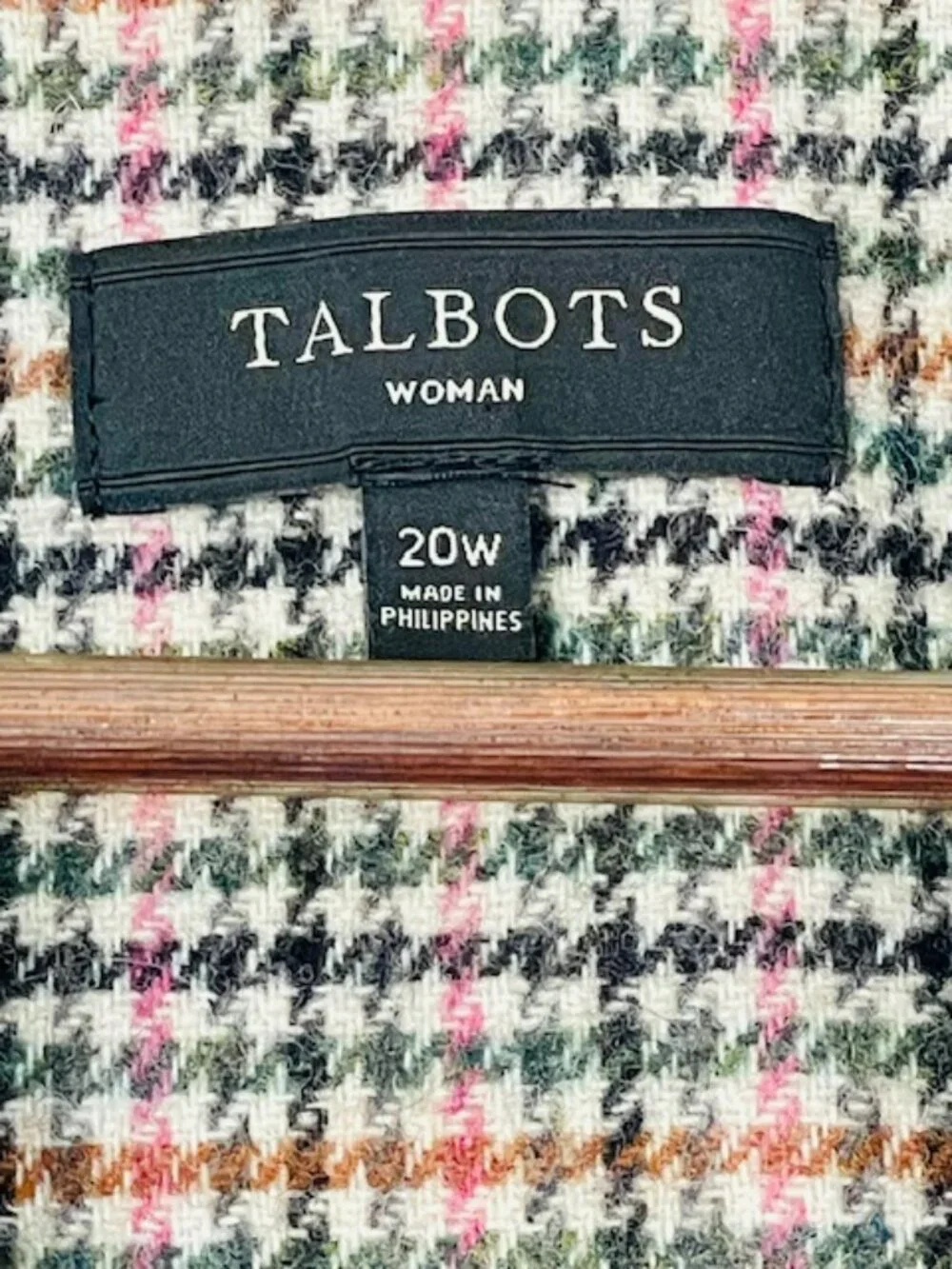 Talbots Houndstooth Wool Blend Blazer Pink Owl Lining Classic Plus 20W